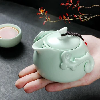 1 горшок 2 чашки Китайский дорожный чайный набор Кунг-фу Керамический портативный чайник Фарфоровый чайный набор Чайные чашки для чайной церемонии Чайник