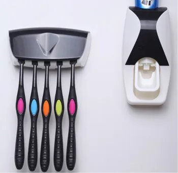 1 комплект 5 цветов Автоматического дозатора зубной пасты, 5 Держателей зубных щеток, настенное крепление, Принадлежности для ванной комнаты, Туалетные принадлежности