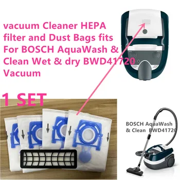 1 КОМПЛЕКТ пылесоса с HEPA-фильтром и Мешками Для пыли подходит Для BOSCH AquaWash & Clean Wet & dry Vacuum BWD41720