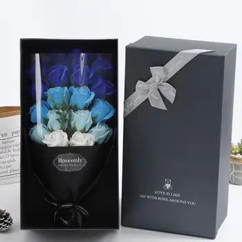 1 Коробка Коробка для мыльных цветов Красивая Ароматная искусственная роза Цветок из розового мыла Букет из искусственных цветов Подарок на День Святого Валентина