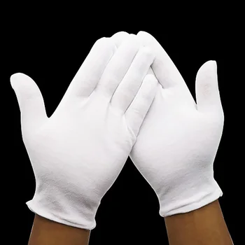 1 пара белых Перчаток Мягкие Хлопчатобумажные Перчатки Ювелирные Изделия для монет Серебряные Инспекционные перчатки С Эластичной подкладкой Перчатки
