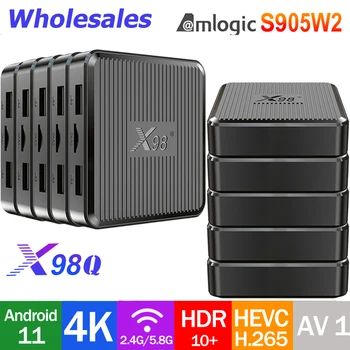 10 шт./компл. X98Q Android11.0 Smart TV Box Amlogic S905W2 Четырехъядерный 2,4G/5G WIFI AV1 4K Youtube Netflix ТВ Приставка VS X96Q iATV Q5