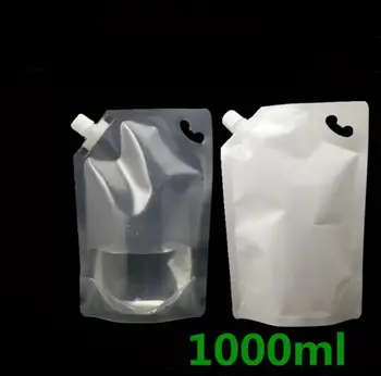 1000ML/1L White Clear Stand up Packaging Bag Drink Spout Сумка Для Хранения Напитков с Жидким Соком, Молоком, Кофе SN3169