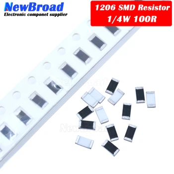 100ШТ 1206 SMD резистор 1% 100 Ом чип-резистор 0,25 Вт 1/4 Вт 100R 101