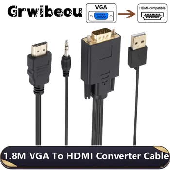 1080P Кабель, Совместимый С VGA-HDMI, 1,8 М Аудио-Видео Конвертер VGA Male-HDMI Male для ПК TV Box Проектор Кабель VGA-HDMI