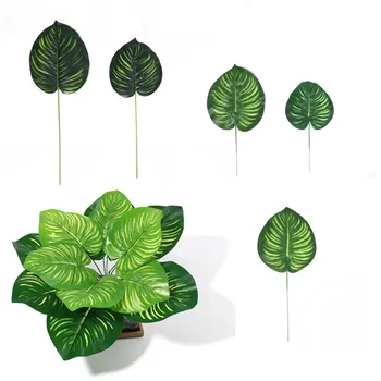 10шт Искусственных листьев арбуза Искусственных листьев пальмы Гавайских растений Luau Green Искусственные растения Зеленые стебли