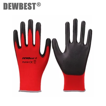 12 Пар рабочих перчаток из красного полиэстера, черные рабочие защитные перчатки из искусственной кожи для женщин, мужские Рабочие антистатические перчатки для механиков