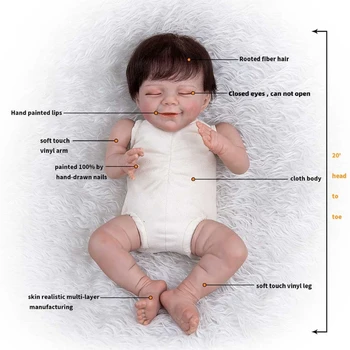 18-дюймовая реалистичная кукла-девочка с закрытыми глазами-пустышкой, реалистичная кукла для новорожденных, обучающий подарок для новорожденных