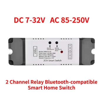 2-Канальный Bluetooth-совместимый Wifi Для eWeLink Smart Home Switch 2CH 7-32V 85-250V Беспроводной Голосовой Пульт Дистанционного Управления Двигателем Занавеса