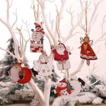 2 шт./лот, рождественские деревянные украшения, Рождественская елка, подвесные подвески, декор для дома, Новогодние Милые креативные детские игрушки, поделки, подарки