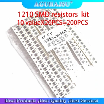 200ШТ 5% 1210 SMD резисторов ассорти комплект, 10 valueX20PCS = 200ШТ 0R82 0R75 R68 R560 0R50 R47 R33 R22 R150 R100