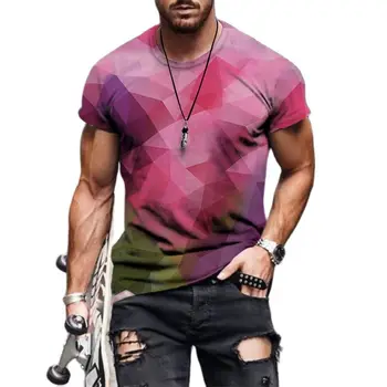 2023 Новая летняя мужская футболка с круглым вырезом и 3D-принтом, топы с короткими рукавами, Летние повседневные рубашки, мужская одежда
