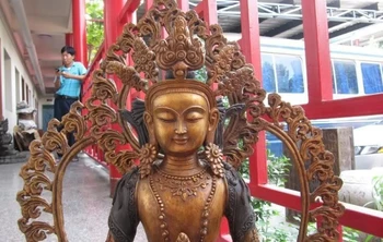 25 Храм китайского буддизма изысканная медно бронзовая позолоченная статуя Будды Амитаюса