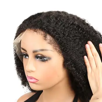 250-Плотный Кудрявый Парик из человеческих волос 13x4 в реальном разрешении HD, Бразильский Бесклеевой Парик Remy с вьющимися краями, линия роста волос