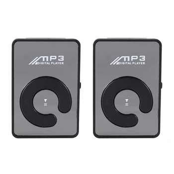 2X Мини-зеркальный USB-цифровой MP3-плеер с поддержкой 8 ГБ SD TF-карты Черный