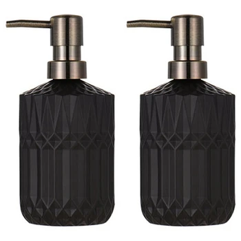 2х 400мл дозатор для жидкого мыла элегантный стеклянный заправка пустая бутылка домашний отель ванная комната шампунь мыло для рук бутылка шампуня-черный