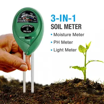 3 in1 Измеритель влажности солнечного света PH-метр Кислотности воды в почве, влажности, света, Тест PH Садовых растений, цветов, тестер влажности, инструмент для тестирования