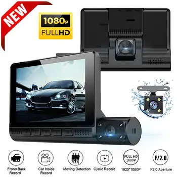 3-объективная Камера Заднего Вида Driving Recorder HD 4,0-Дюймовый Сенсорный Регистратор Ночного Видения 1080P Dash Cam Для Автомобилей Для Xiaomi