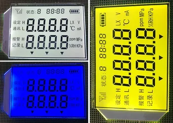 36PIN TN Положительный 4-Значный Сегмент ЖК-панели Температура Влажность Давление Экран Часов 3,1 В Белая / Желтая Зеленая / Синяя Подсветка