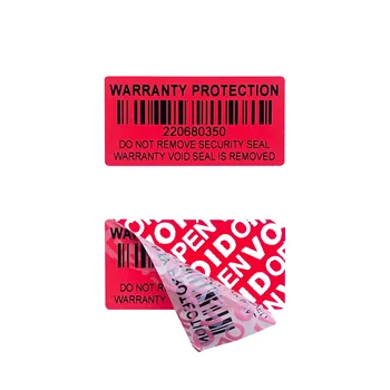 40X20mm красная ПУСТОТНАЯ ОТКРЫТАЯ Защитная наклейка от несанкционированного вскрытия/ Гарантийный разрыв пломбы недействительная наклейка с печатью с уникальным серийным номером этикетка высокого уровня безопасности