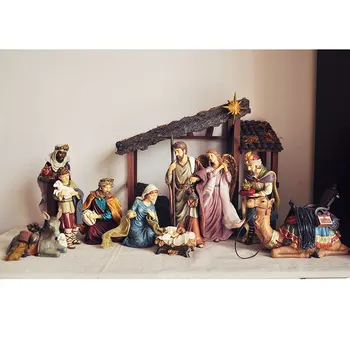 43*48 см Европа Изделия Из Смолы Рождественский Вертеп Статуя Святого Христа Фигурка Иисуса Дева Мария Новогодний Подарок Высокого качества