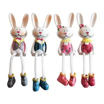 4x Прекрасных Мини-фигурки Кроликов со Свисающими Ножками для Столешницы В Центре стола