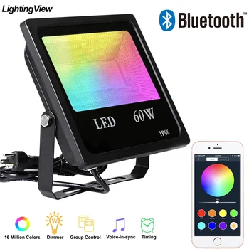 60 Вт Bluetooth 4.0 RGB прожектор Прожектор для ландшафтного сада Интеллектуальное групповое управление приложением Наружный умный сценический светильник
