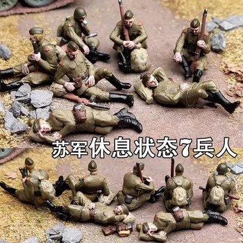 7 штук в масштабе 1/72, советские солдаты Второй мировой войны Отдыхают, 7 фигурок, модель, игрушка, украшение для куклы-сцены своими руками