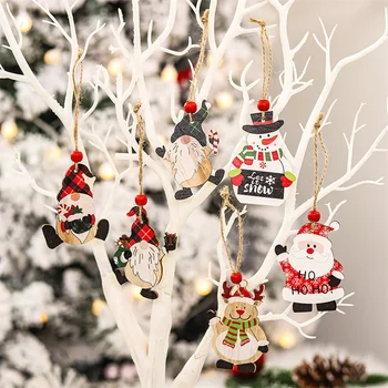 9ШТ Гном Санта Безликое Рождественское украшение для дома Деревянные подвески Украшения для Рождественской елки Подарки на Новый 2023 год
