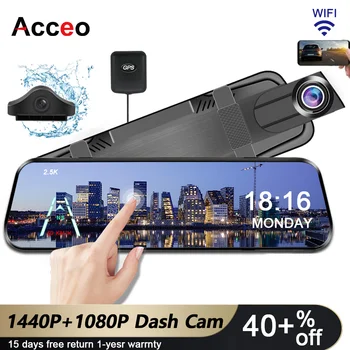 Aceeo Автомобильный WIFI Зеркальный Видеорегистратор Wifi Mirror Dash Cam Dashcam Видеомагнитофон 10-Дюймовая Камера Заднего Вида Автомобильное Зеркало Черный Ящик