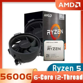 AMD Ryzen 5 5600G R5 5600G 3,9 ГГц Шестиядерный Двенадцатипоточный процессор 65 Вт CPU Процессор L3 = 16M 100-000000252 Сокет AM4 Новый И с вентилятором
