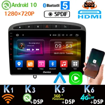 Android 10,0 1280*720P Для Peugeot 308 308SW 408 GPS Радио Головное Устройство 360 Панорамная Камера HDMI авто DSP 4G LTE WiFi PX6 4G + 64G