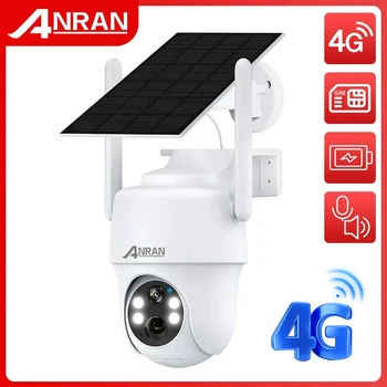 ANRAN 4G LTE Камера Безопасности SIM-Карта 2K Солнечная Панель Батарея Наружного Наблюдения Двустороннее Аудио Беспроводное PTZ PIR Обнаружение Человека