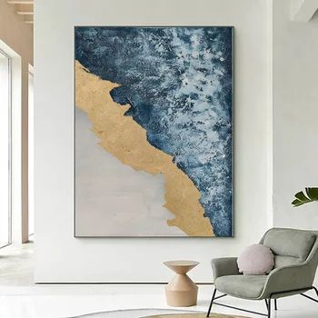 AZQSD Картина маслом с приморским пейзажем, настенный холст, домашнее искусство, ручная работа, картина с песчаным пляжем, художественное произведение для гостиной без рамы