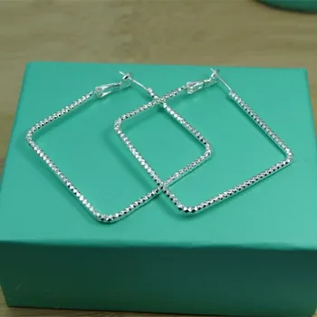 BABYLLNT Стерлингового серебра 925 Пробы Простые квадратные серьги-кольца Серьги Для женщин Свадебные Обручальные украшения Подарки