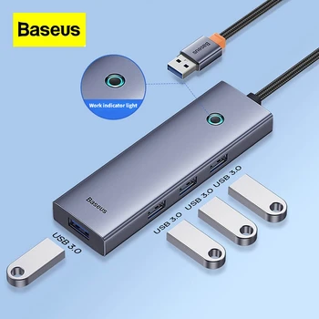 Baseus USB 3.0 Концентратор Typec Док-станция 4 в 1 для ПК, ноутбуков, мобильных телефонов, многоинтерфейсный сетевой кабельный конвертер