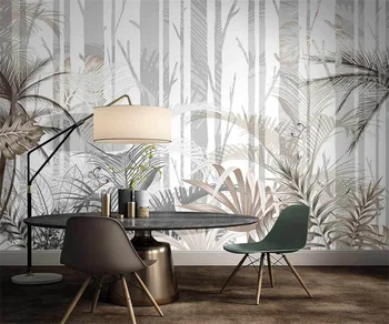 beibehang Custom Modern papel de parede Nordic Ручная роспись роскошного тропического растения на фоне обоев для спальни и гостиной
