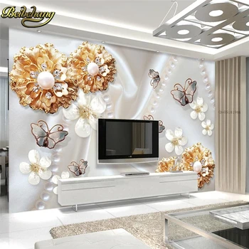 beibehang custom papel de parede 3d Золотые украшения Цветок Бабочка обои для стен 3 d 3d обои фрески обои