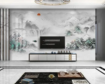beibehang, выполненная на заказ, современный минималистичный новый павильон китайской туши, пейзажная живопись, обои для спальни