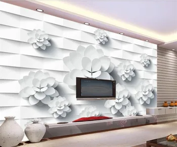 beibehang Изготовленные на заказ крупномасштабные 3D стереофонические фрески на тему современных простых цветов обои для офиса гостиная ТВ фон обои для стен