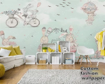 beibehang, модные шелковистые 3D обои, ручная роспись, маленькие животные, детская комната, диван, ТВ, обои, домашний декор