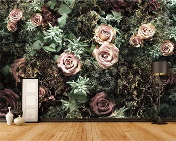 beibehang Обои на заказ, модная ручная роспись, винтажная цветочная романтическая роза, ткань, фон для плитки, телевизор, диван, стена