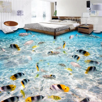 beibehang Океанские обои для стен 3D Мир Тропических Рыб 3D papel pared Floor Художественное Покрытие Ванной Комнаты самоклеящиеся обои