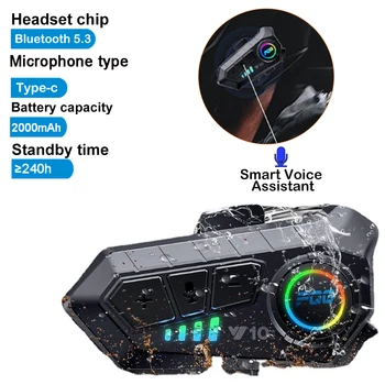 Bluetooth 5.3 Гарнитура для шлема, комплект для беспроводного громкой связи, мотоциклетные водонепроницаемые наушники, музыкальный MP3-плеер, динамик для мото