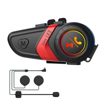 Bluetooth-гарнитура для шлема FULL-LX3, 1200 мАч, Мотоциклетная BT5.0, Беспроводная гарнитура для громкой связи, Стерео, водонепроницаемая гарнитура с защитой от помех.