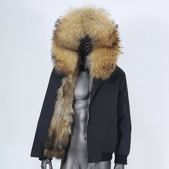 CXFS 2022 Мужская куртка-бомбер, водонепроницаемая зимняя куртка, пальто из натурального меха енота и лисы, воротник с капюшоном, теплая модная уличная одежда, новинка