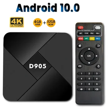 D905 Смарт-телеприставка 4 ГБ + 32 ГБ 4K TV Box Android 10 Медиаплеер 2.4 G Wifi Телеприставка С Дистанционным Управлением ТВ-Приемниками