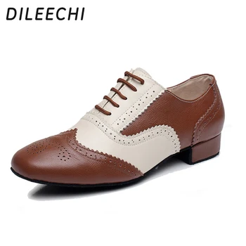 DILEECHI/ Новые современные мужские туфли для бального танго, мужские туфли для латиноамериканских танцев из натуральной кожи, мужской каблук 2 см