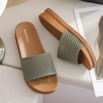HUAXI Slide / Женская Домашняя Обувь 2023 года; Летняя Сетчатая Модная Обувь На плоской подошве; Женские Блестящие Женские Тапочки; Zapatillas