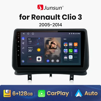 Junsun V1 AI Voice Wireless CarPlay Android Авторадио Для Renault Clio 3 2005-2014 4G Автомобильный Мультимедийный GPS 2din автомагнитола